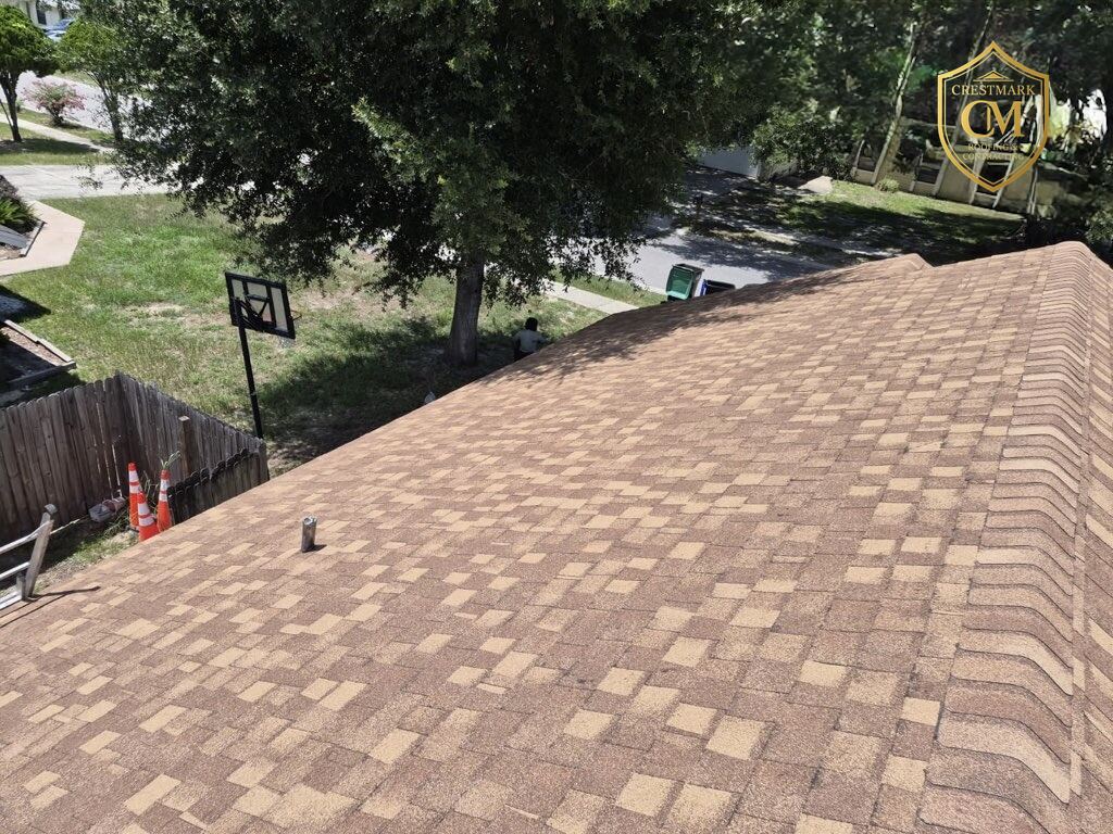 Finished tan shingle roof
