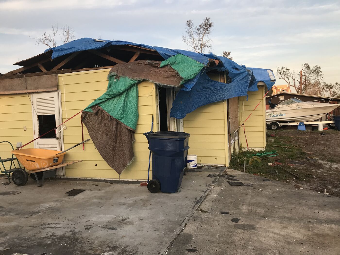 Tarped roof after storm damage