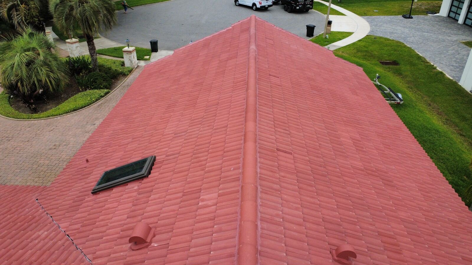 Finished red tile roof detail