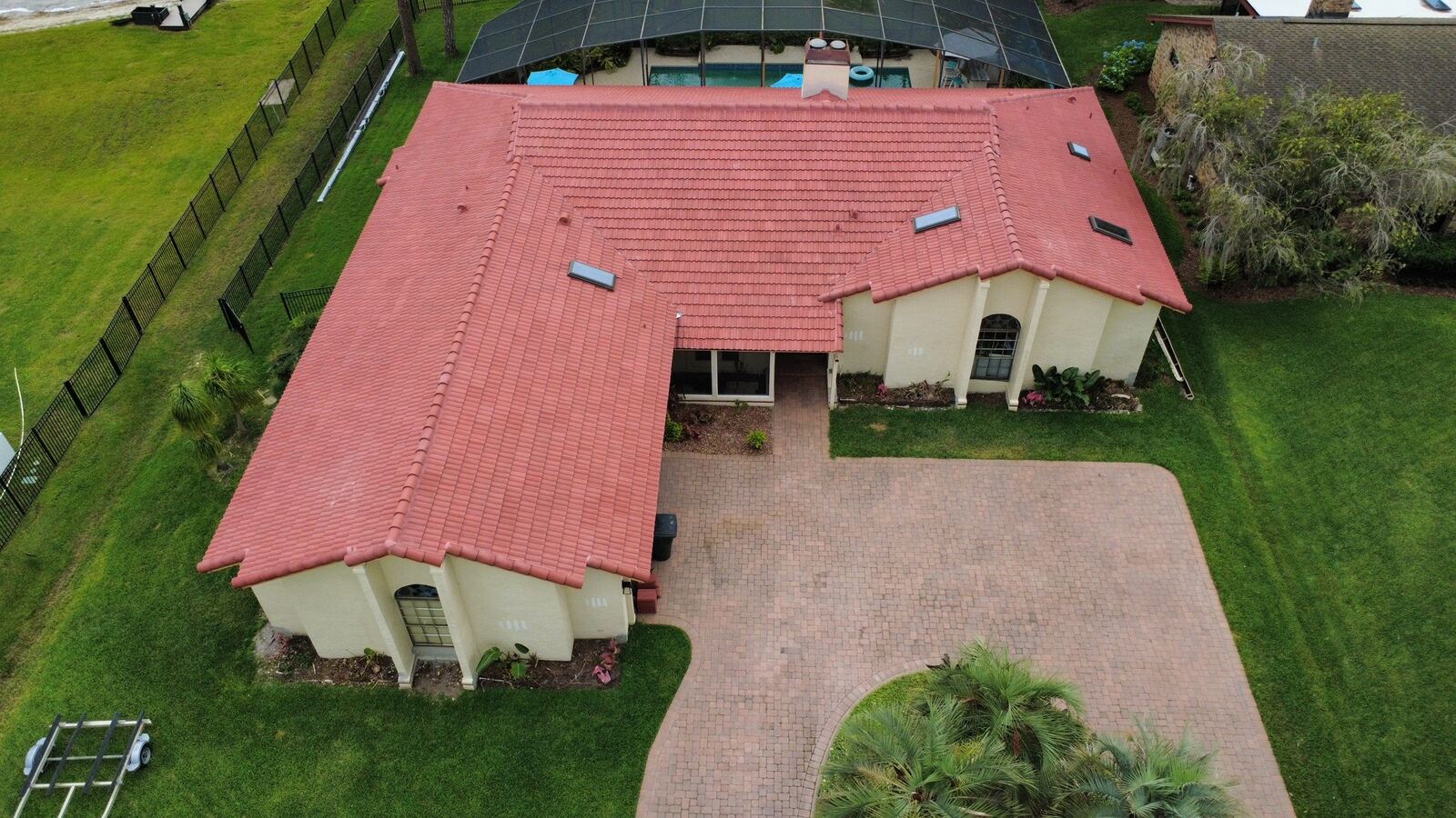 Completed red tile roof